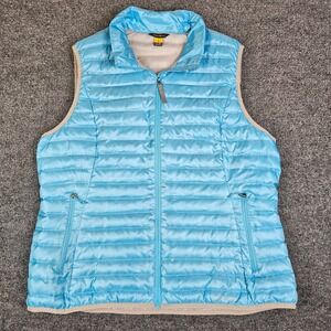 Eddie Bauer Travex Down Puffer Vest EB700 Womens XL Blue Insulated Full Zip